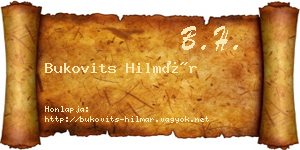 Bukovits Hilmár névjegykártya